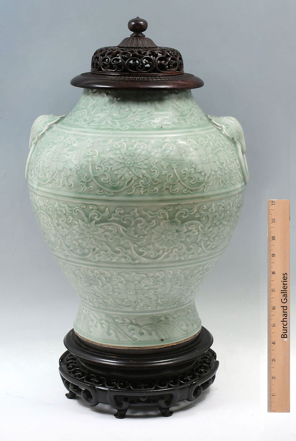 Appraisal: CHINESE QING DYNASTY LONGQUAN CELADON VASE Rare th century Chinese