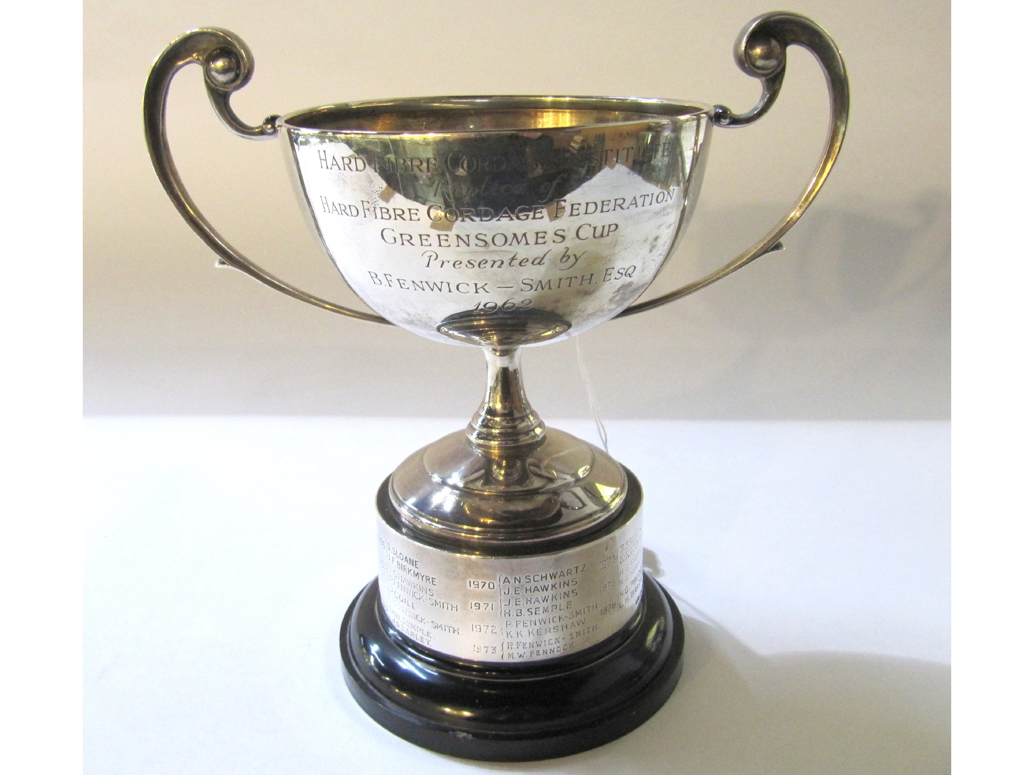 Appraisal: A Victorian silver trophy cup on stand Sheffield