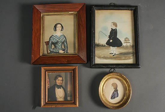 Appraisal: American or British School th- th Century Miniature Portraits of