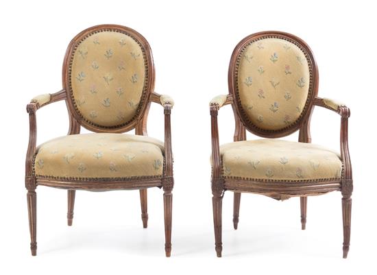 Appraisal: Sale Lot A Pair of Louis XVI Style Fauteuils th