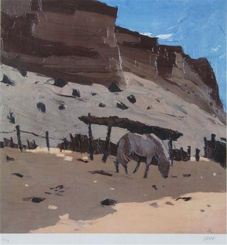 Appraisal: AFTER KYFFIN WILLIAMS - Mountain landscape with horse print in