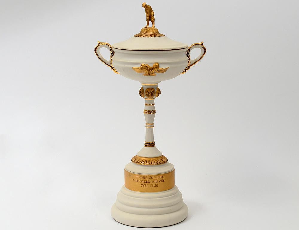 Appraisal: RARE CYBIS BISQUE RYDER CUP TROPHY American Inscribed Ryder Cup