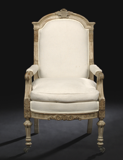 Appraisal: Napoleon III Pickled Wood Fauteuil third quarter th century in