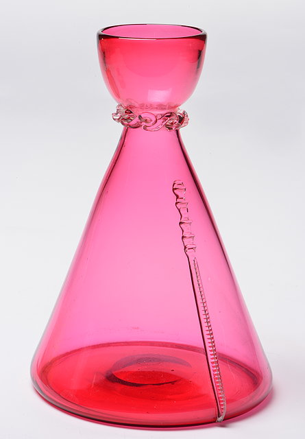 Appraisal: A WHITEFRIARS CRANBERRY GLASS DECANTER ovoid with inverted tapering form