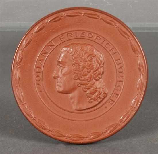 Appraisal: Meissen molded terracotta medallion of ''Johann Friedrich Bottger'' first quarter-