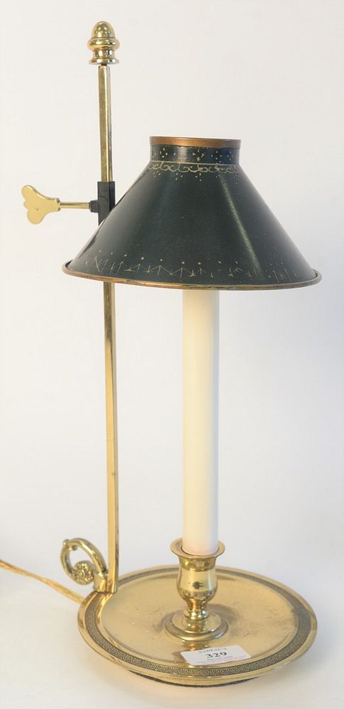 Appraisal: Small Brass Bouillotte Table Lamp with adjustable tole shade Small