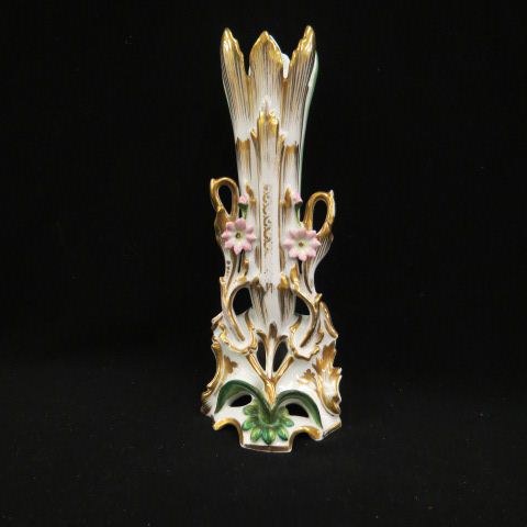 Appraisal: Old Paris Porcelain Vase floral design elaborate goldwork circa tall