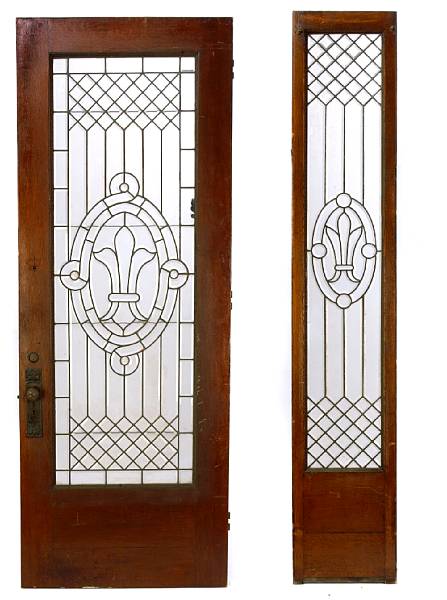 Appraisal: A leaded glass door and surround height of door ft