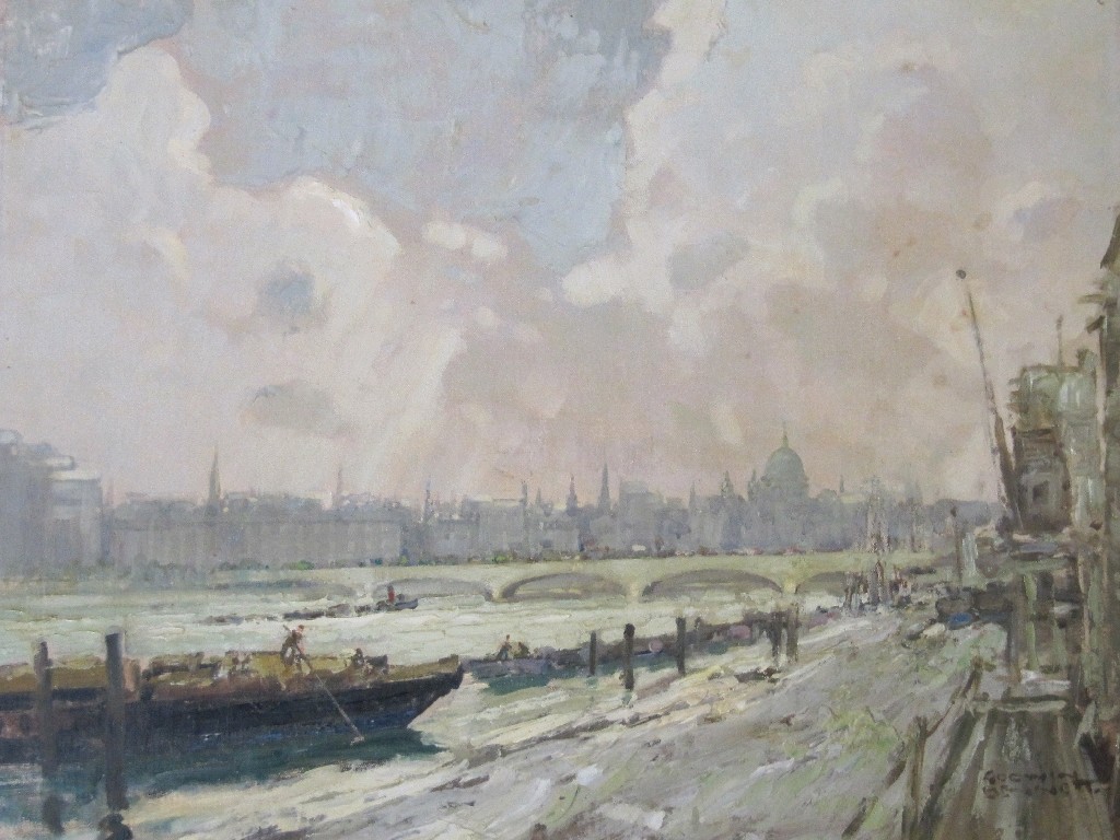 Appraisal: GODWIN BENNETT - Oil on canvas 'On the Thames' signed