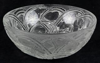 Appraisal: Lalique Pinsons bowl in clear and frosted glass decorated with