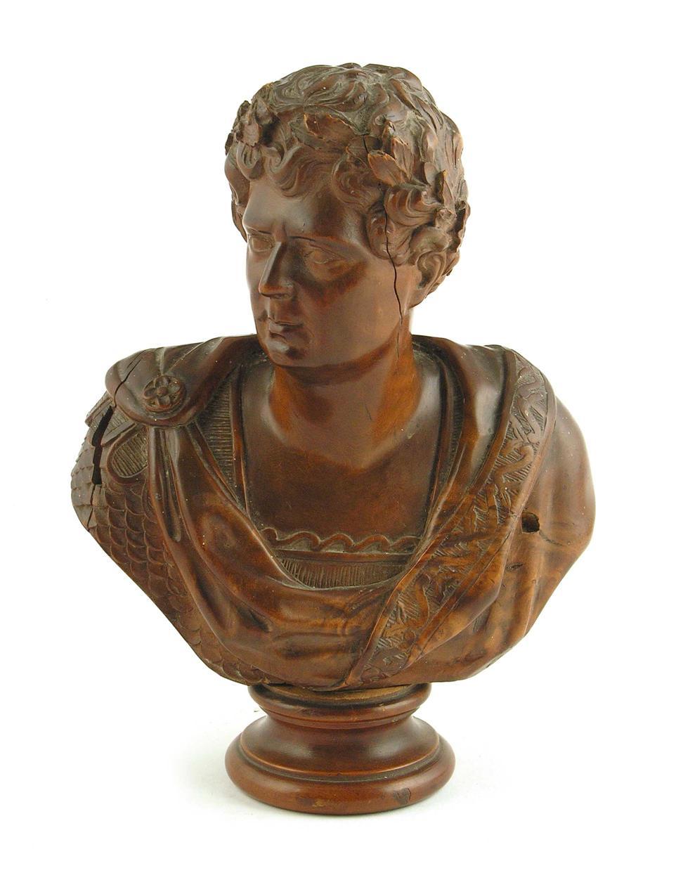 Appraisal: A carved maple bust of a Roman Emperor