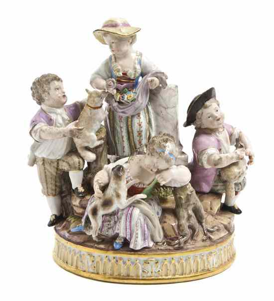 Appraisal: A Meissen Porcelain Figural Group depicting five children with animals