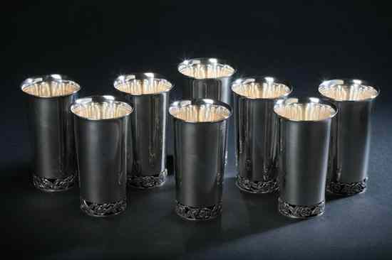 Appraisal: EIGHT STERLING SILVER CUPS sterling standard Cylindrical with gently flaring