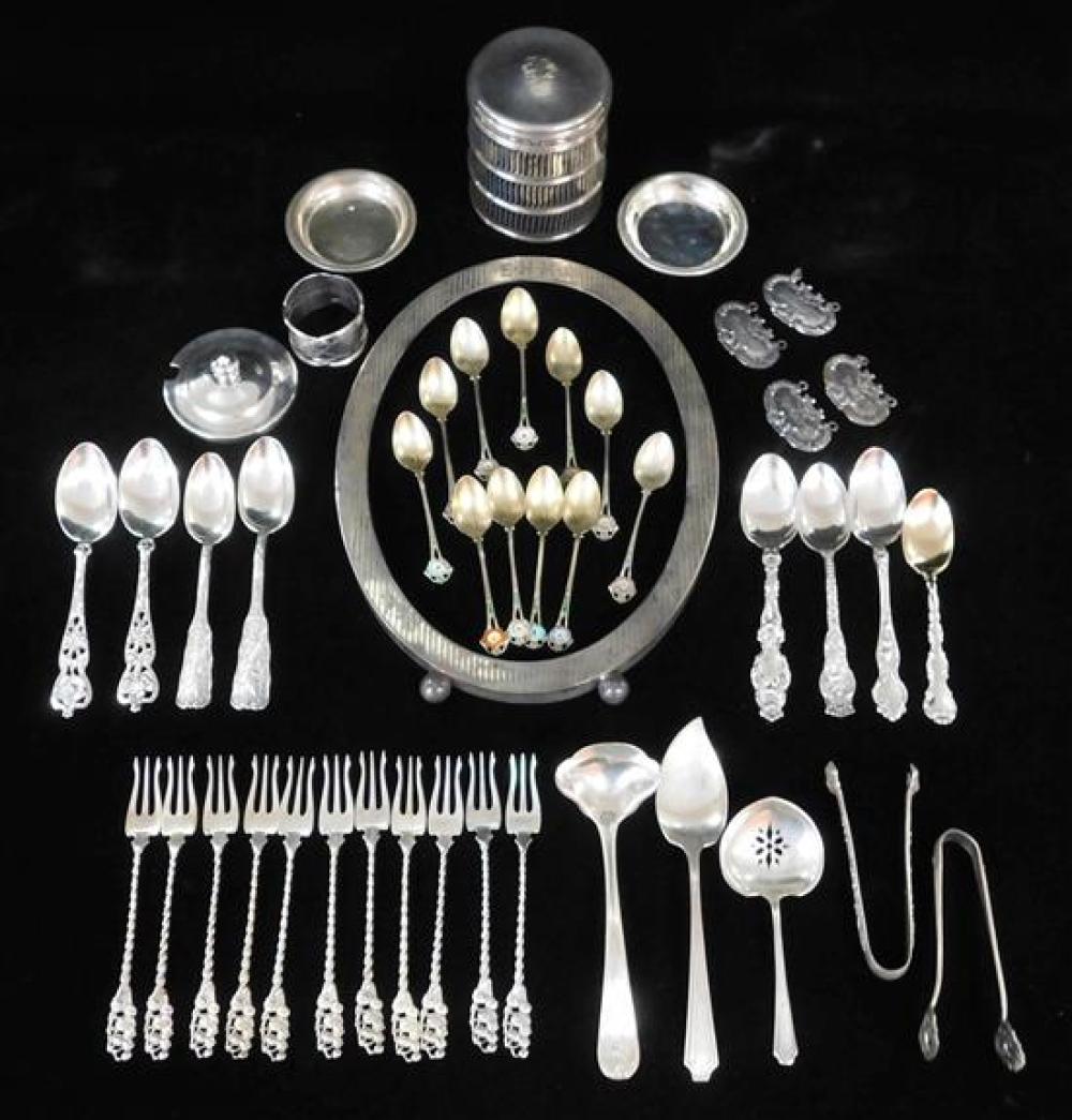 Appraisal: STERLING Forty-six pieces of marked sterling flatware serving ware and