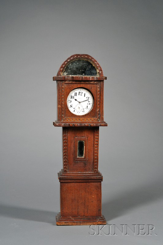 Appraisal: Carved Cherry Watch Hutch and Watch th century tall clock