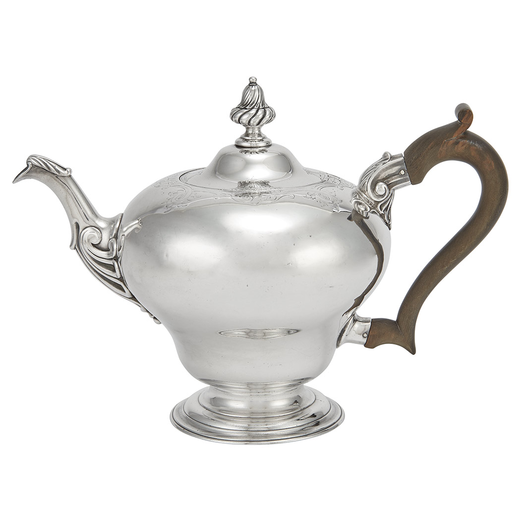 Appraisal: George II Silver Teapot John Swift London circa Of inverted