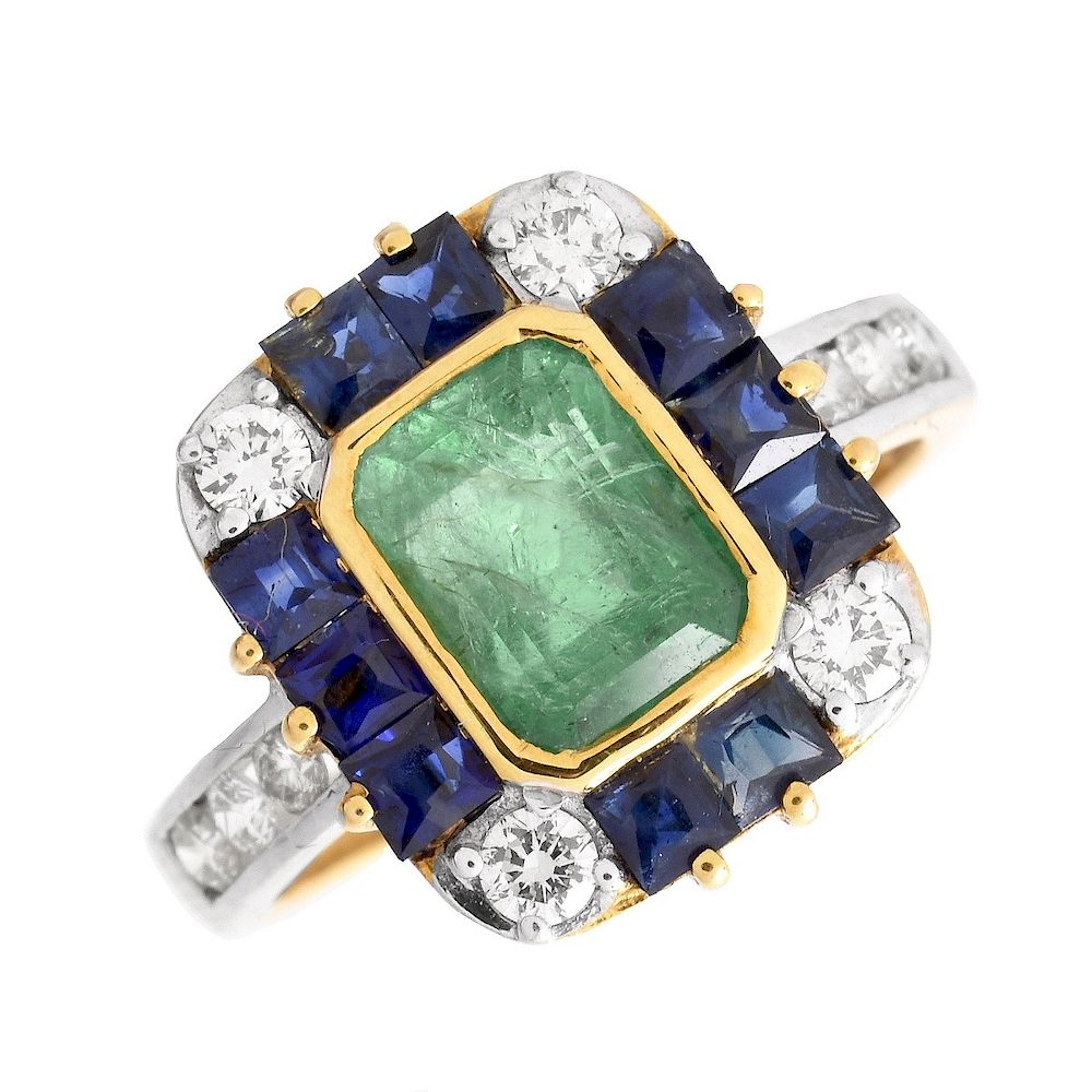 Appraisal: GAL Emerald Sapphire Diamond and K Ring GAL Certified Carat