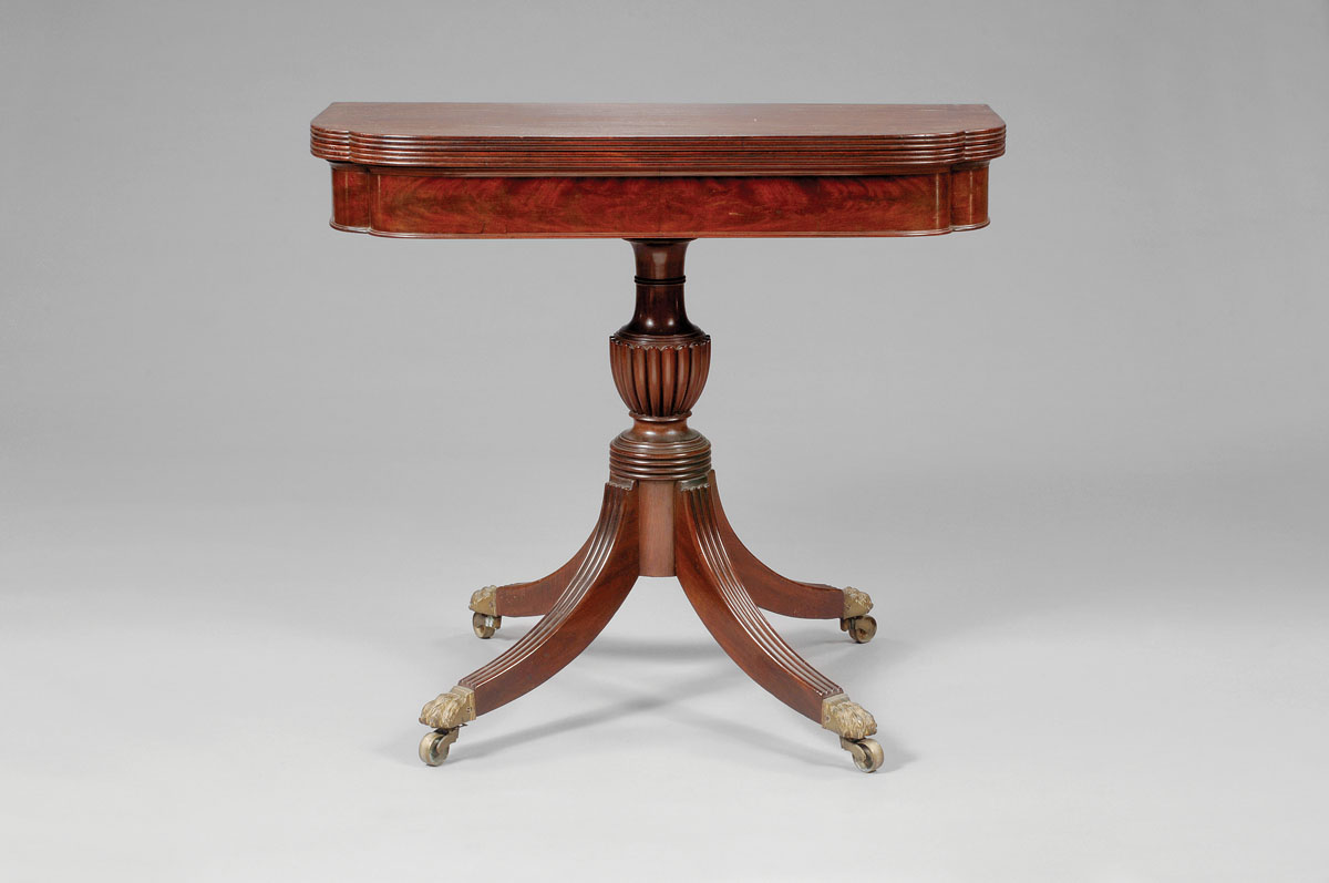 Appraisal: BALTIMORE CLASSICAL MAHOGANY CARD TABLE The rectangular top with scalloped