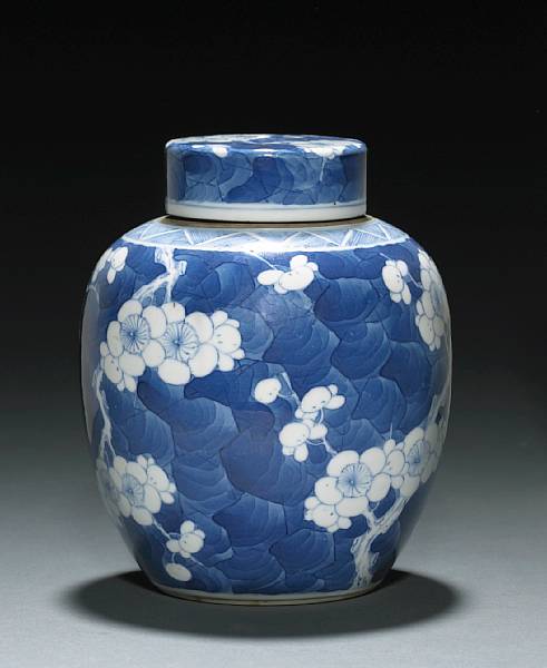 Appraisal: A group of three small blue and white porcelain covered