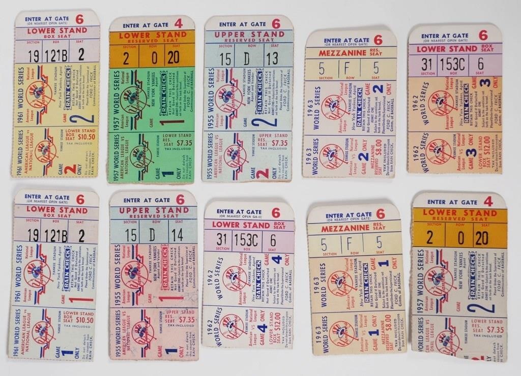 Appraisal: Collection of ten World Series Tickets dates good condition general