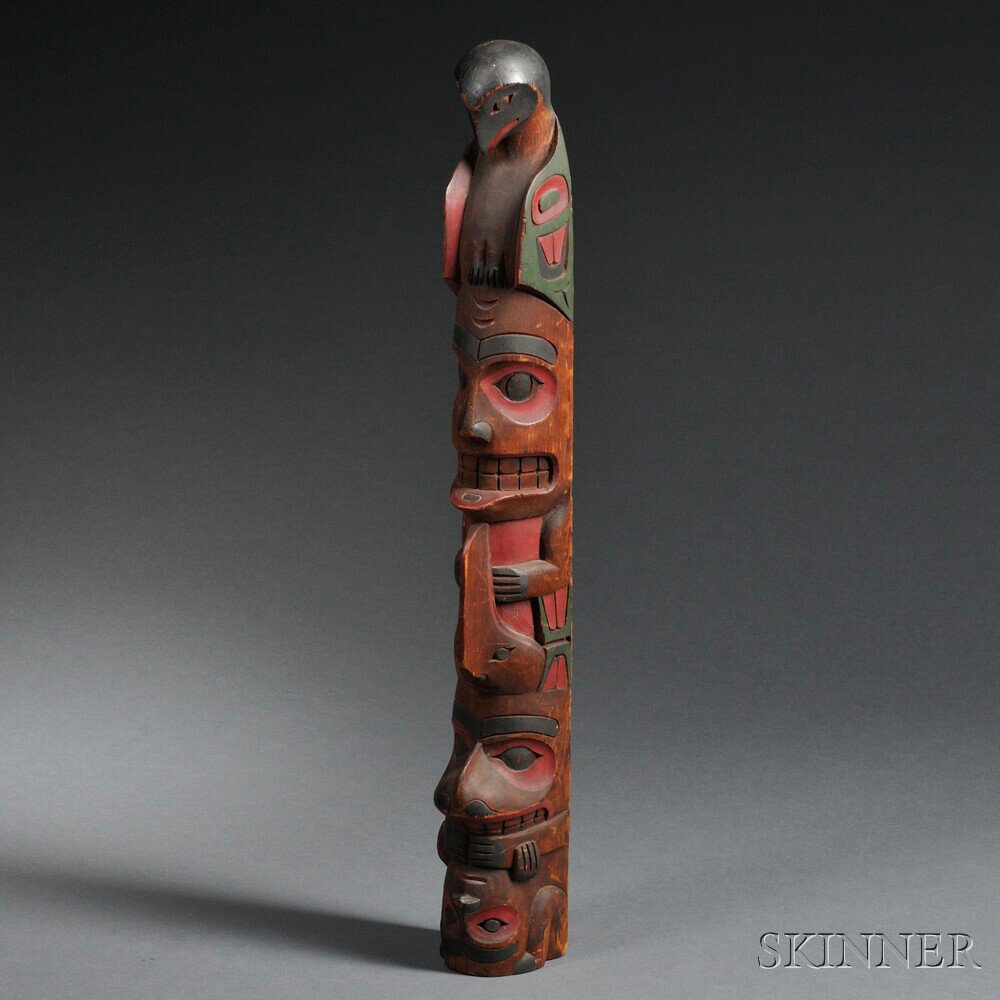 Appraisal: Northwest Coast Carved Wood Totem Pole c early th century