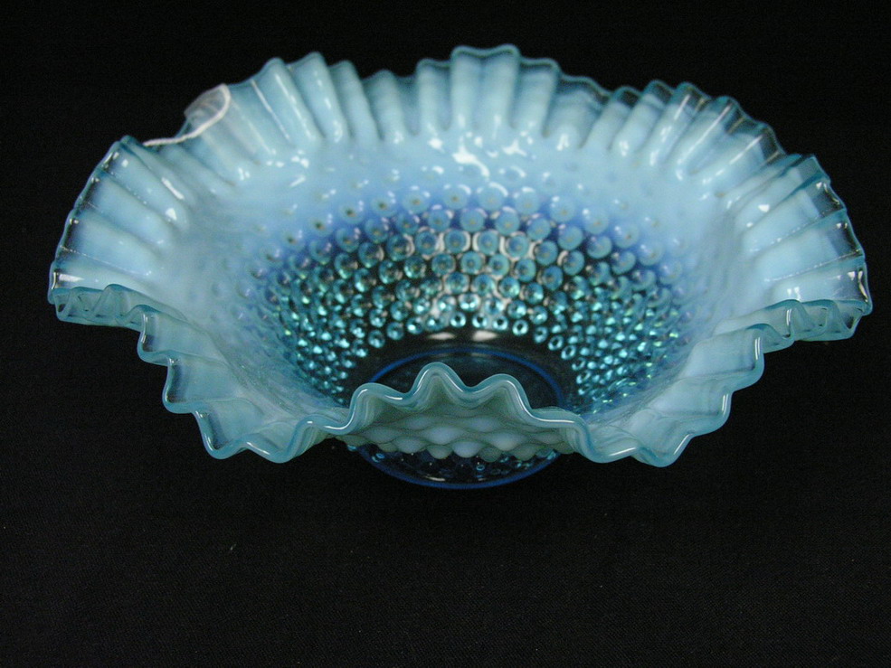 Appraisal: BLUE OPALESCENT HOBNAIL BOWL FENTON Size with diameter