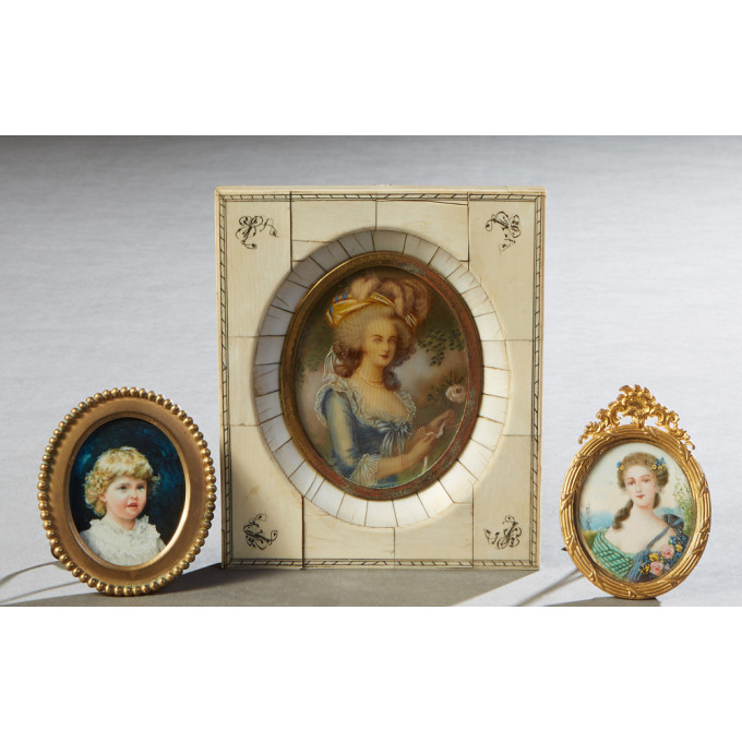 Appraisal: French School Three Miniatures th c consisting of Portrait of