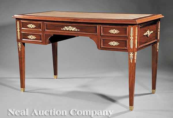 Appraisal: A Louis XVI-Style Mahogany and Gilt Bronze-Mounted Bureau Plat inset