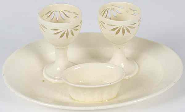 Appraisal: Creamware Desk Set American a creamware desk set with two