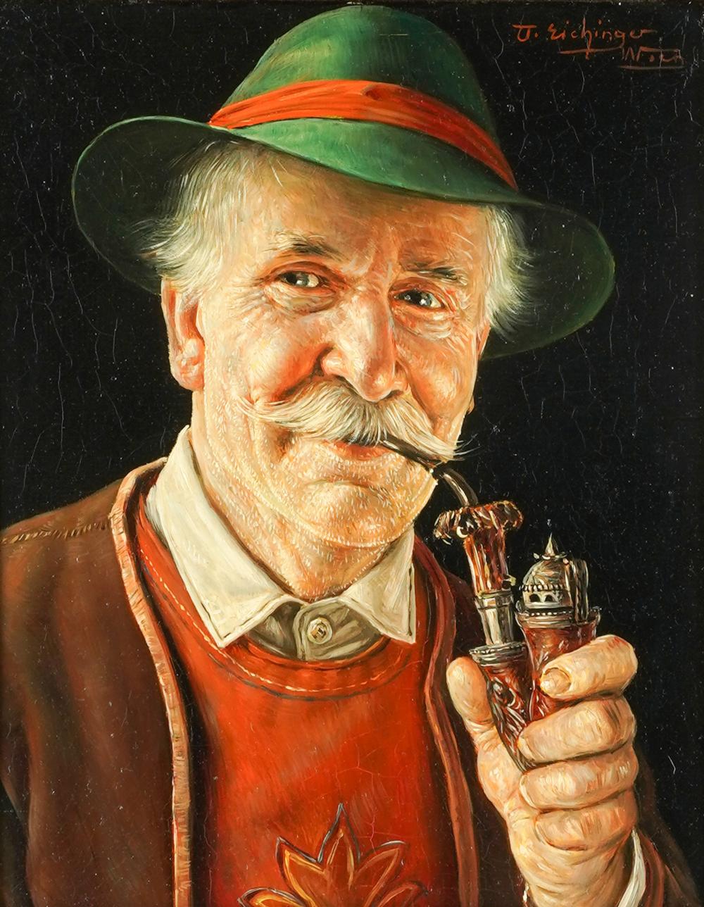 Appraisal: OTTO EICHINGER AUSTRIAN - MAN WITH PIPEoil on board signed