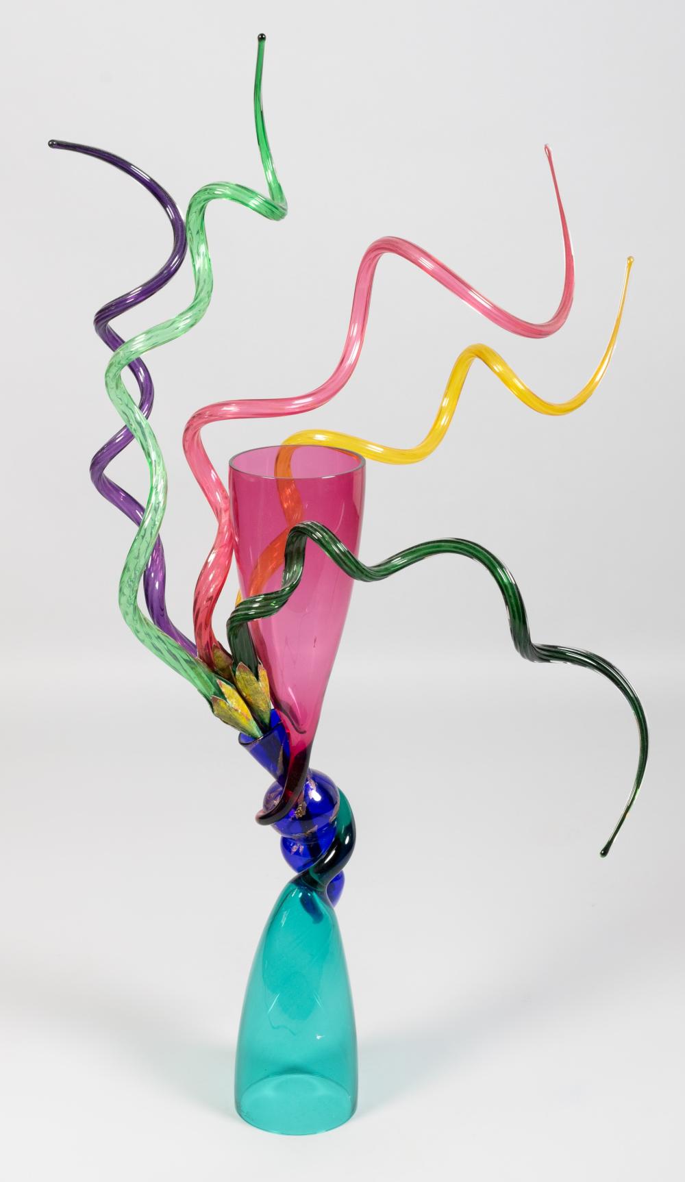 Appraisal: RICHARD ROYAL STUDIO GLASS FANTASIA SCULPTURE two vase shapes the