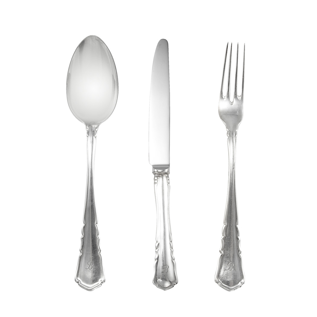 Appraisal: Posen Silver Flatware Service Comprising twelve dinner forks twelve luncheon