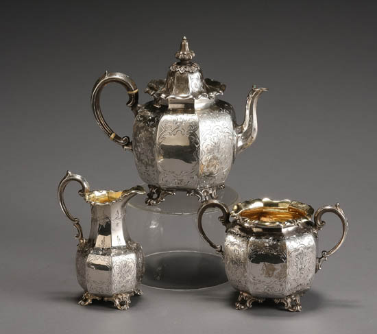 Appraisal: Lot Property of Various Owners Victorian Silver Three-Piece Tea Set