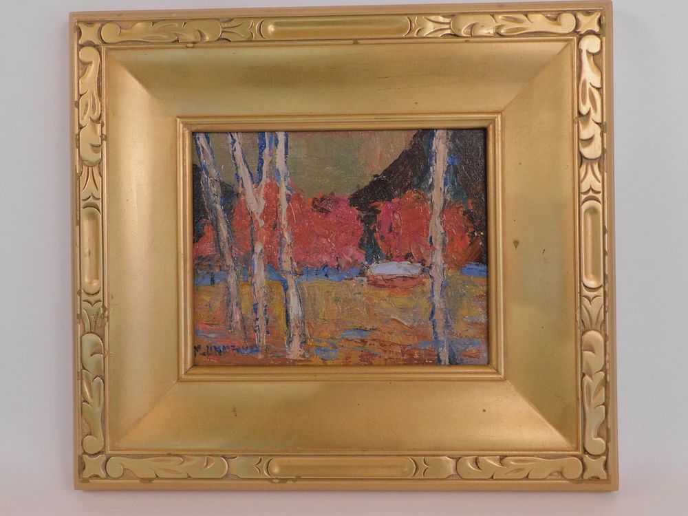 Appraisal: M LEMMERMEYER PAINTING Impressionist oil on board of an autumn