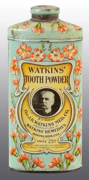 Appraisal: Watkins Tooth Powder Tin Description Vintage embossed tin with an