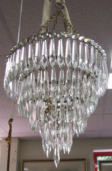 Appraisal: Five cut glass ceiling lights and a chandelier hung with