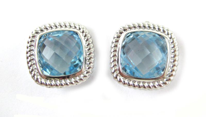 Appraisal: PAIR OF BLUE TOPAZ EARRINGS each k white gold set