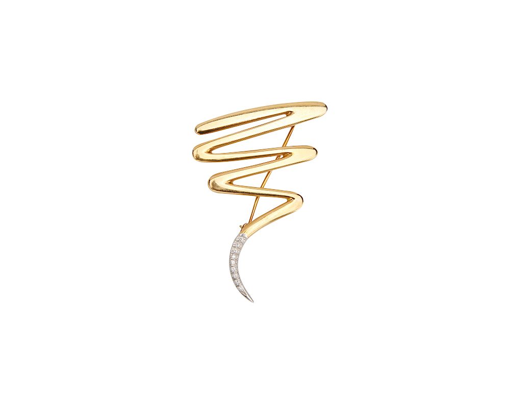 Appraisal: PALOMA PICASSO TIFFANY CO K Gold Platinum and Diamond Scribble