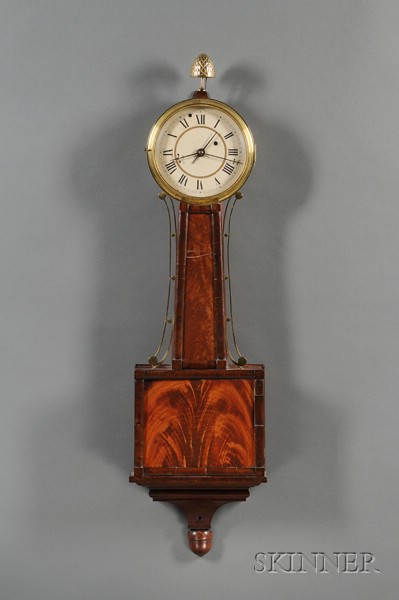 Appraisal: Mahogany Alarm Patent Timepiece or Banjo Clock Massachusetts circa with