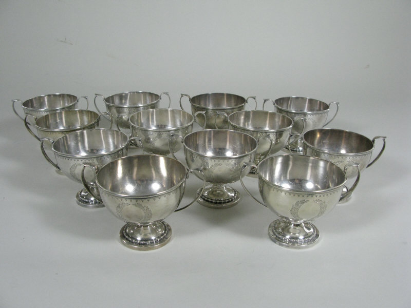 Appraisal: Set of Twelve Sterling Toasting Cups ca by Goodnow Jenks