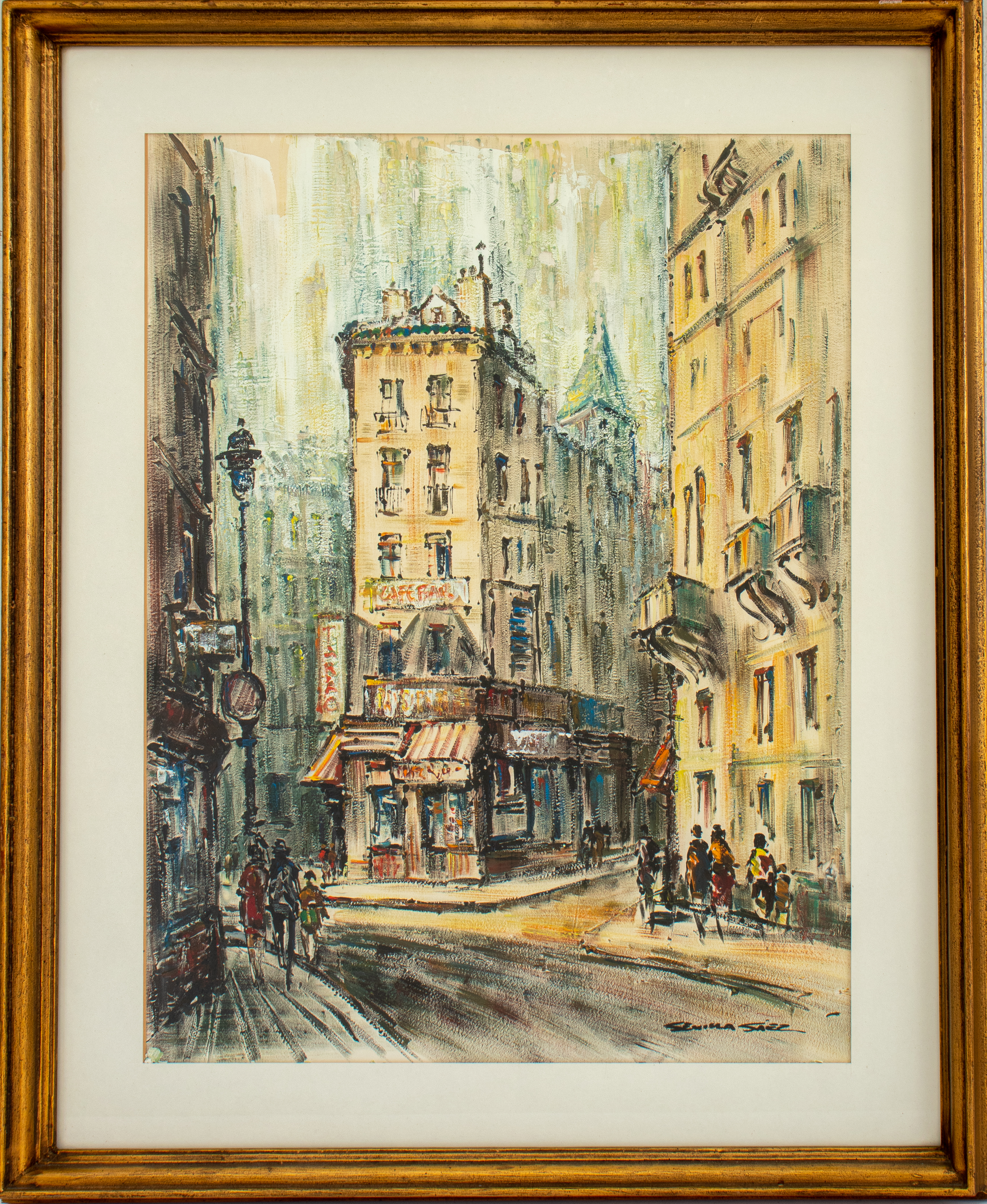 Appraisal: JUAN SEVILLA SAEZ PARISIAN CITYSCAPE OIL ON PAPER Juan Sevilla