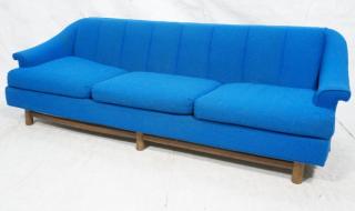 Appraisal: Danish Modern DUX style Blue Sofa Couch Channel tufted back