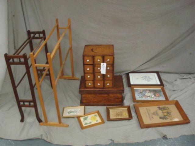 Appraisal: Lot of Country Items Includes prints small trunk small chest