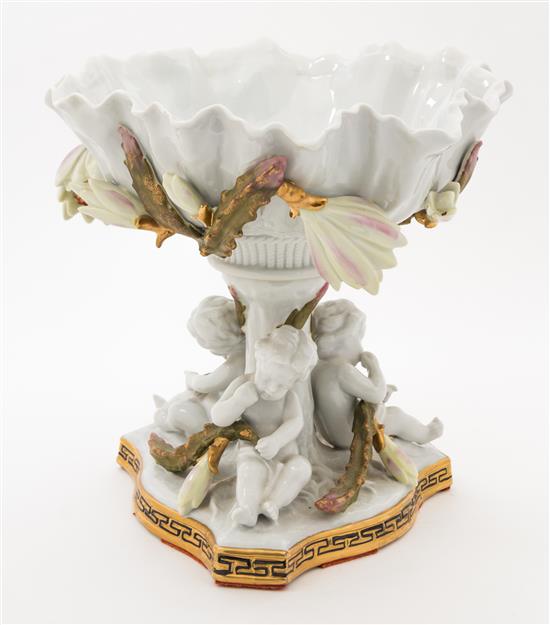 Appraisal: Sale Lot A Continental Figural Porcelain Compote having a floriform