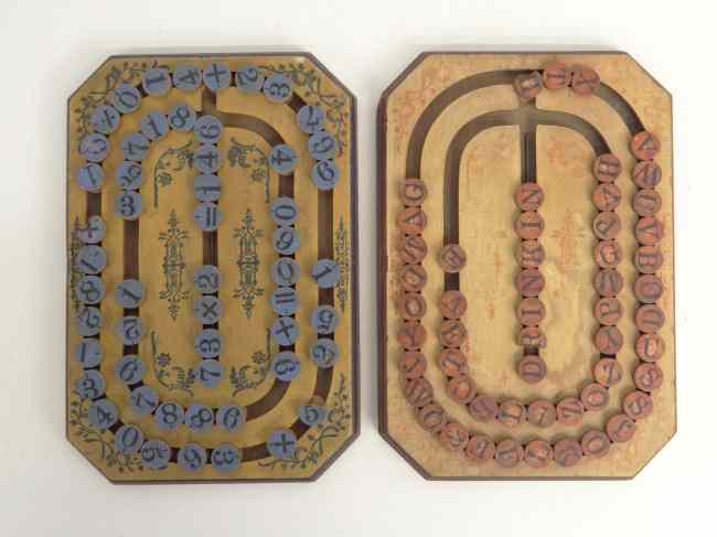 Appraisal: Lot two early wooden number games both patented