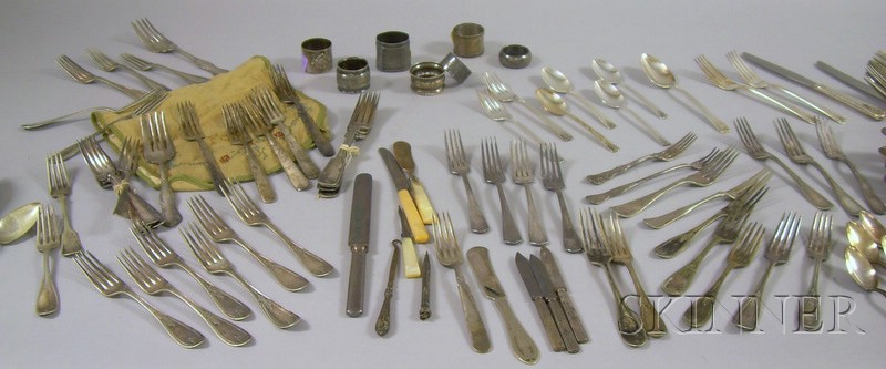 Appraisal: Large Group of Sterling Coin and Silver Plated Flatware including