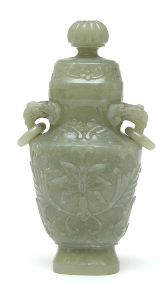 Appraisal: A CHINESE JADE VASE AND COVER Possibly th century The