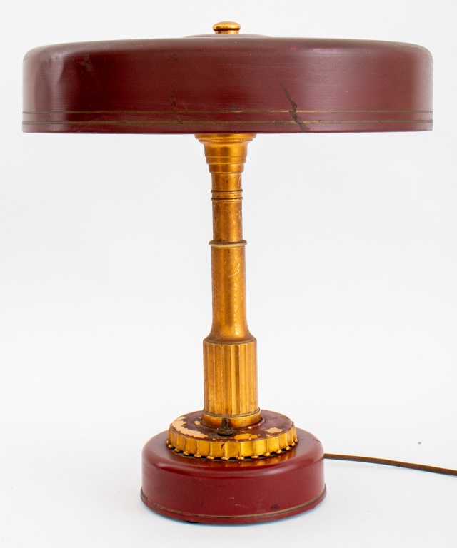 Appraisal: ART DECO GILTMETAL AND ENAMELED DESK LAMP S Machine age