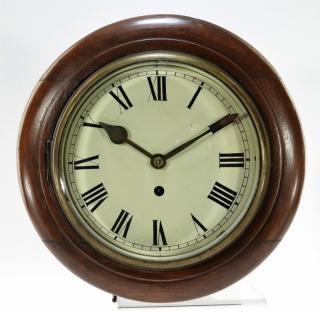 Appraisal: English Mahogany Round Case Single Fusee Clock ENGLAND TH CENTURY