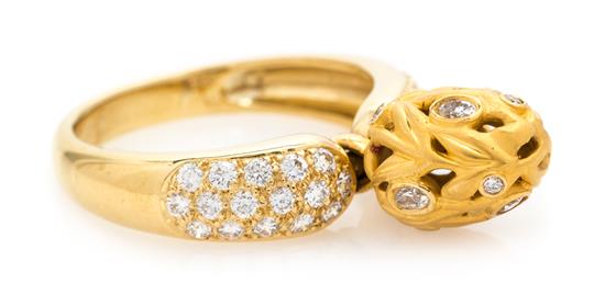 Appraisal: Sale Lot An Karat Yellow Gold and Diamond Ring Carrera